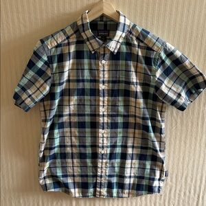 Patagonia Men's Casual Plaid Shirt - Blue, Green, and Tan